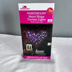 ✨VALENTINE’S DAY Heart Shape Curtain Lights Multi Color LED 124 Lights 8ft x 5ft